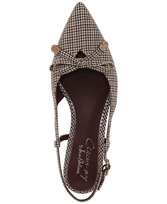 Women Brown-8M Circus NY by Sam Edelmann's Lafayette Pointed-Toe Slingback Bow Flats