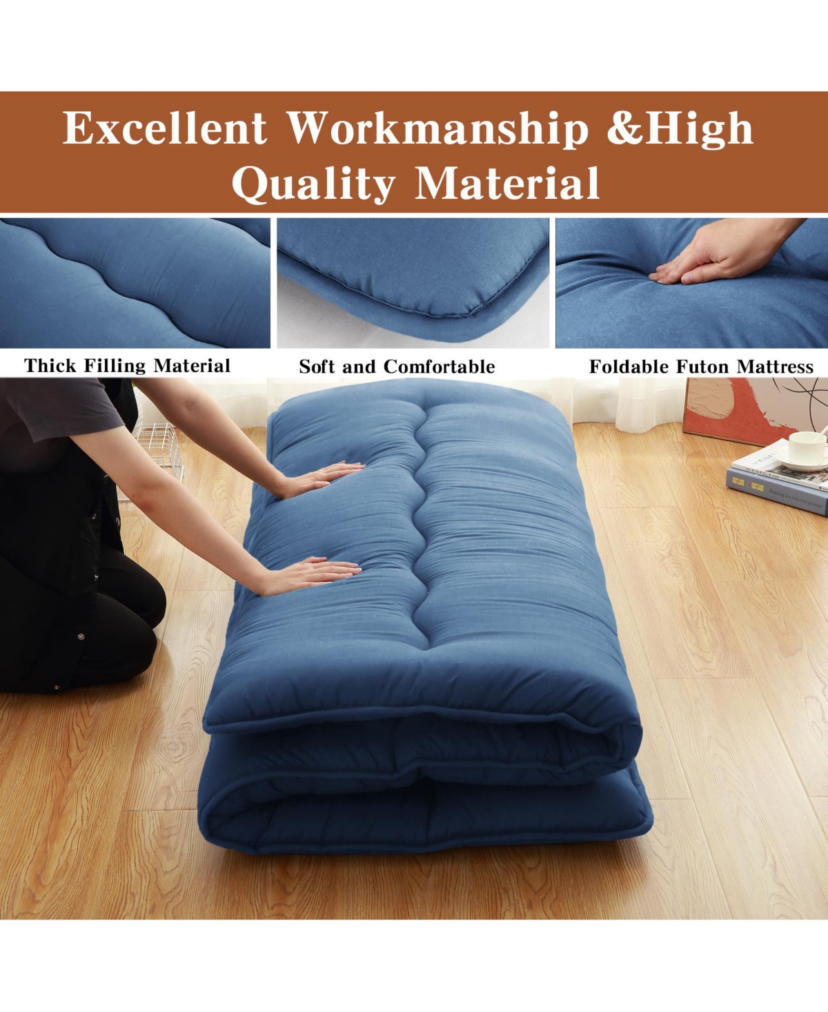 Caromio Size Futon Mattress Floor Mattress Pad Portable Dorm Sleeping Pad, 54
