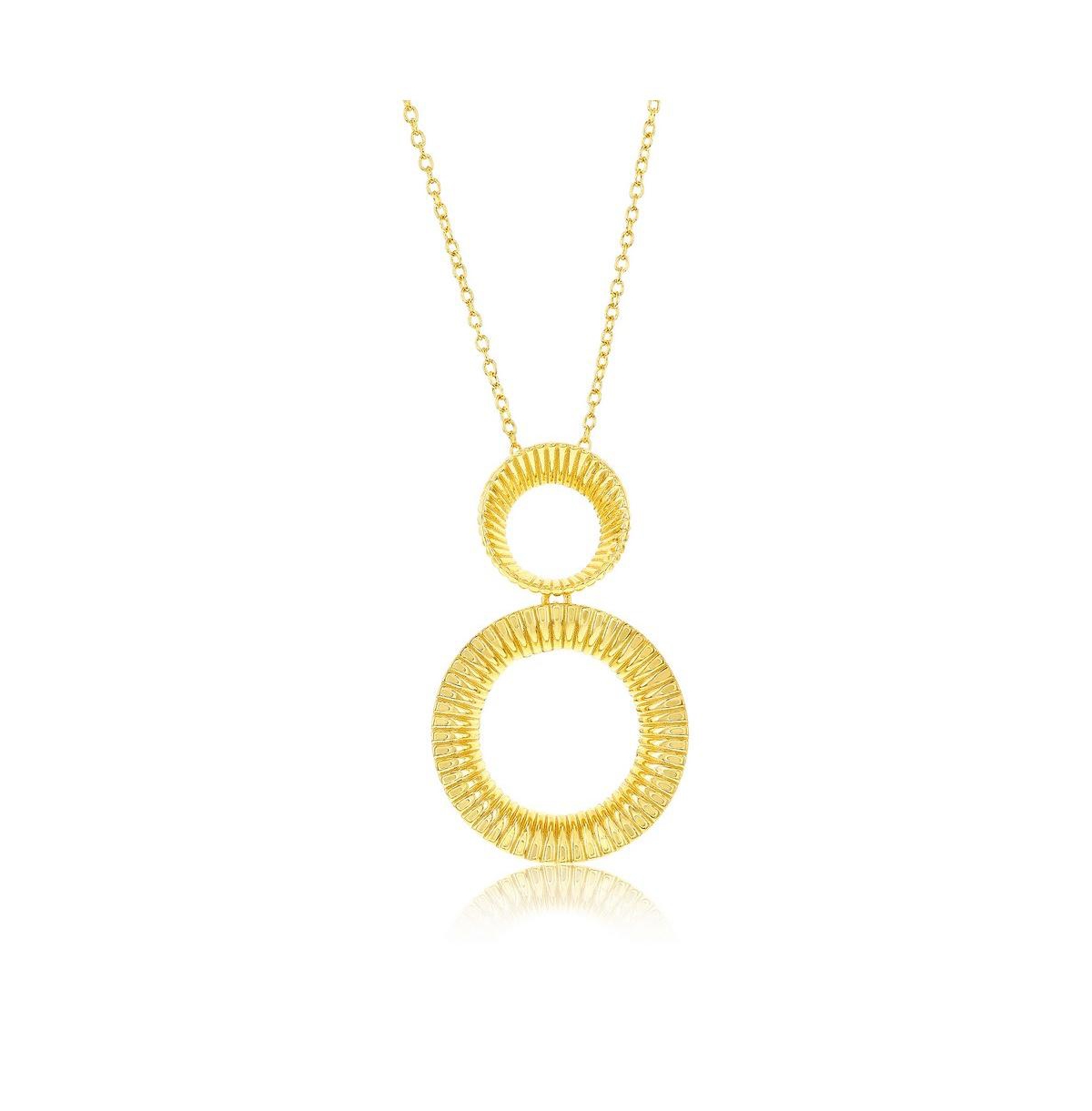 Gold Plated Over Sterling Silver Lined Double Round Necklace - Gold