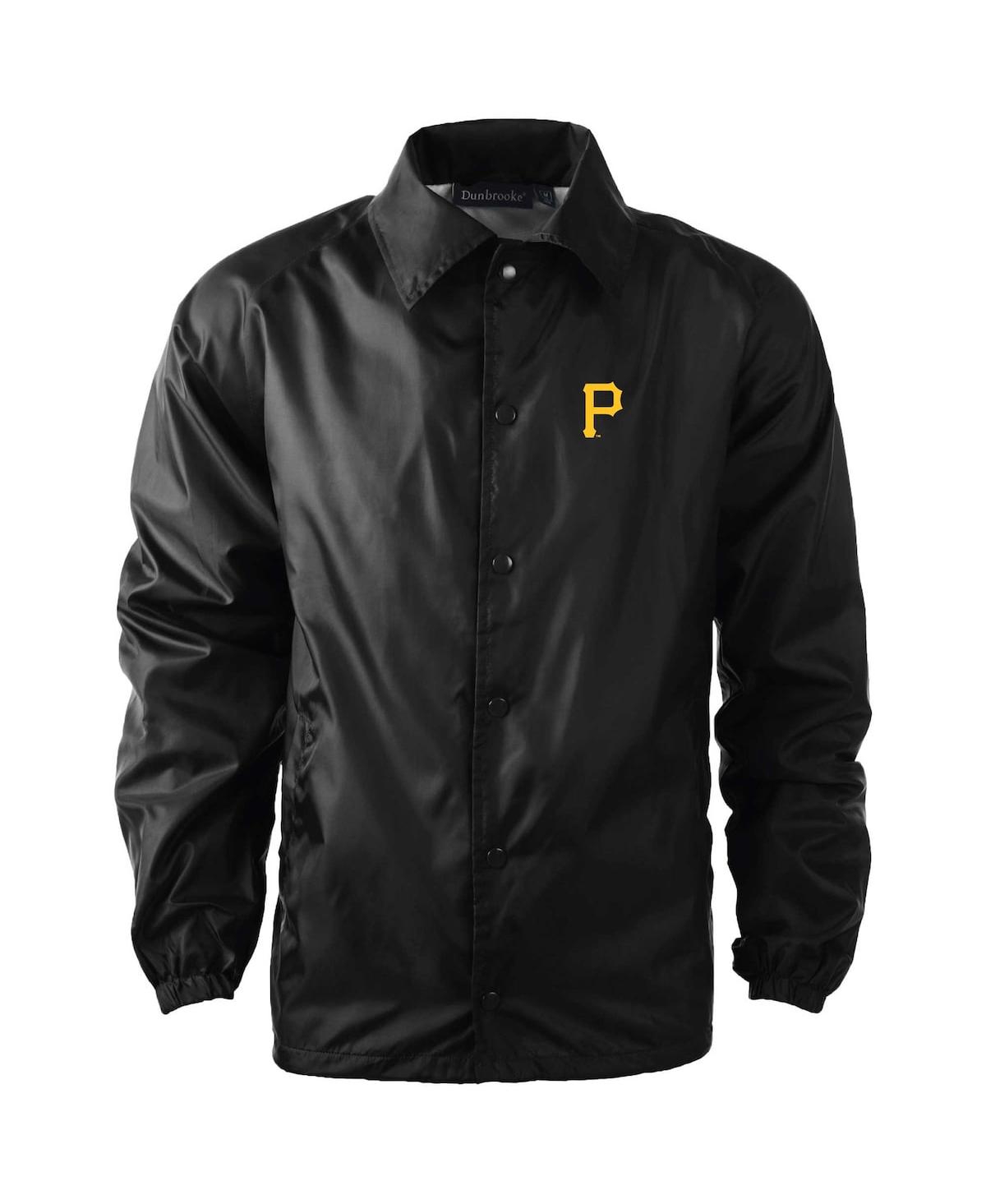 Dunbrooke Men's Black Pittsburgh Pirates Coach's Raglan Full-snap Windbreaker Jacket