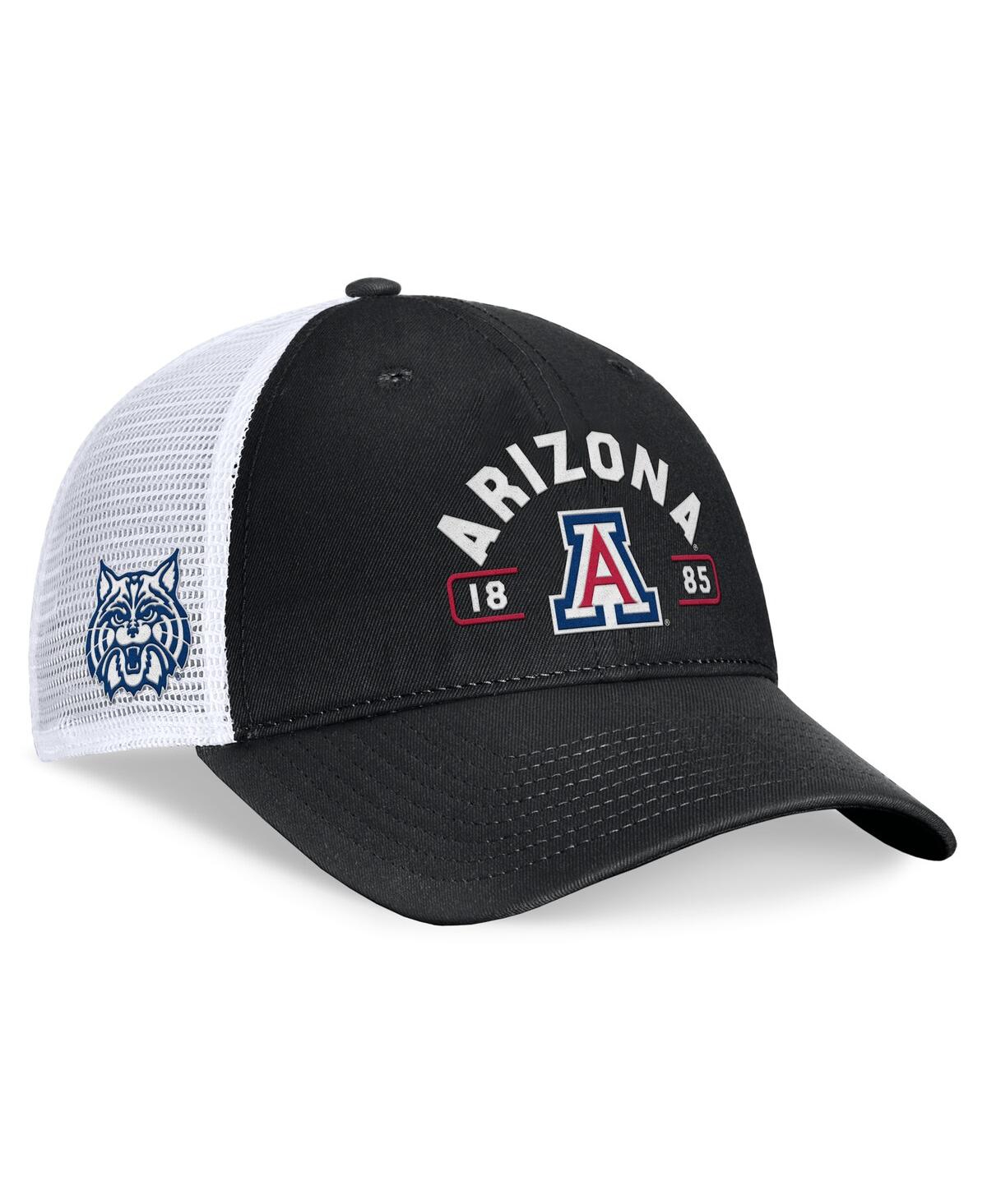 Top Of The World Men's Black/white Arizona Wildcats Free Kick Trucker Adjustable Hat In Black,white