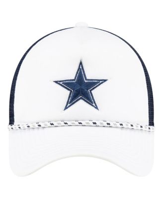 Men's White/Navy Dallas Cowboys Court Sport Foam Front A-Frame 9FORTY Adjustable Trucker Hat
