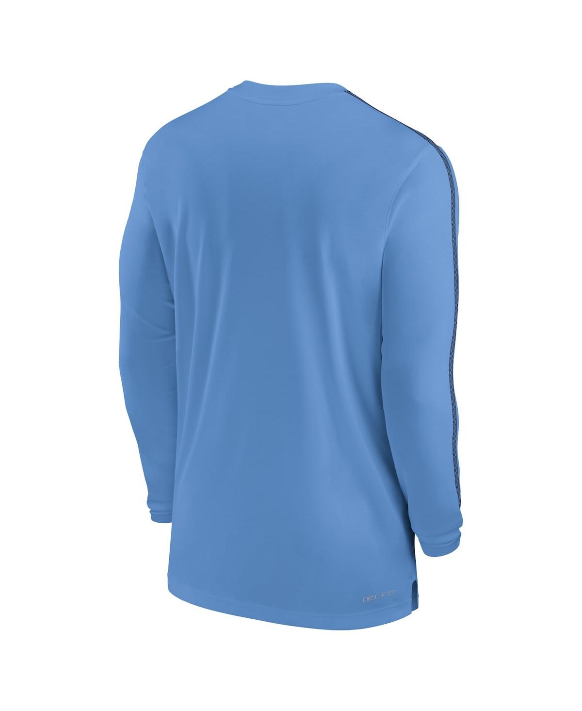 Shop Jordan Men's North Carolina Tar Heels 2024 Sideline Coach Uv Performance Long Sleeve T-shirt In Light Blue,navy