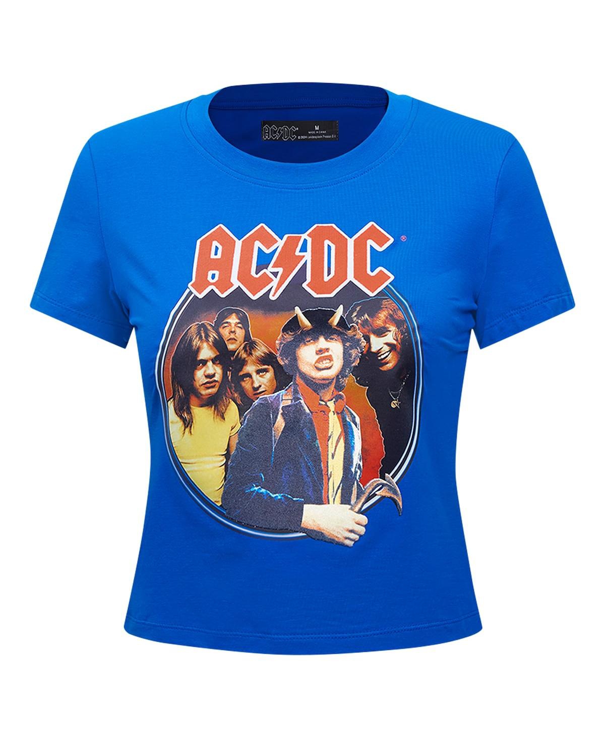 FREEZE MAX WOMEN'S ROYAL AC/DC HIGHWAY TO TOUR 1979 BABY DOLL CROPPED T-SHIRT 