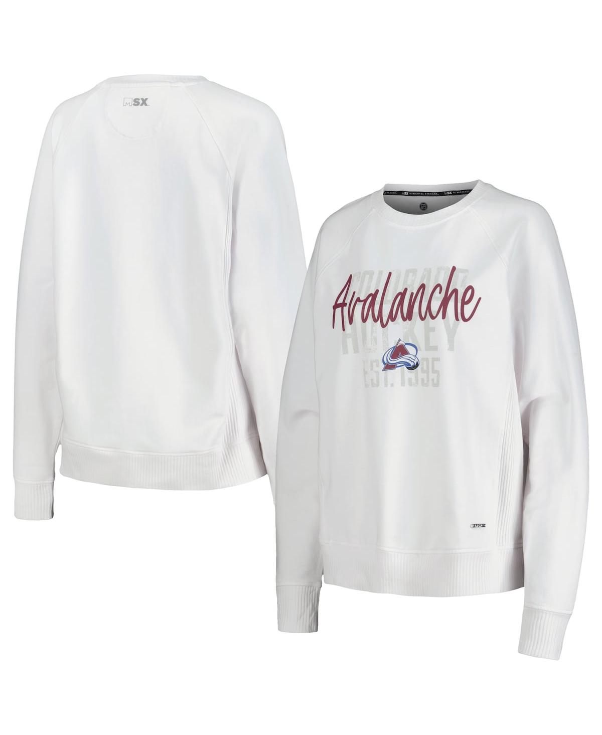 Msx By Michael Strahan Women's White Colorado Avalanche Millie Raglan Pullover Sweatshirt