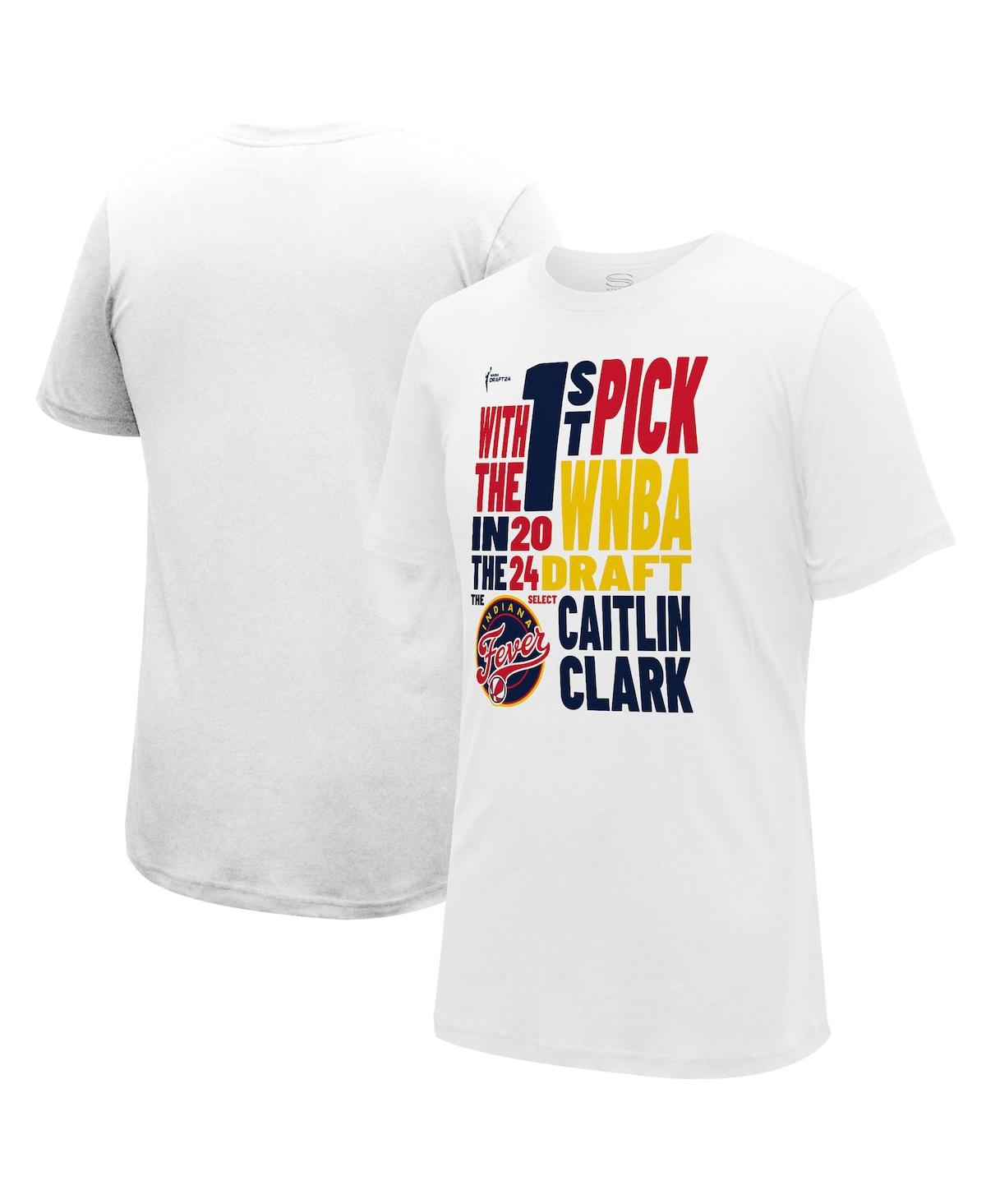 Stadium Essentials Men's And Women's Caitlin Clark White Indiana Fever 2024 Wnba Draft First Pick Verbiage T-shirt