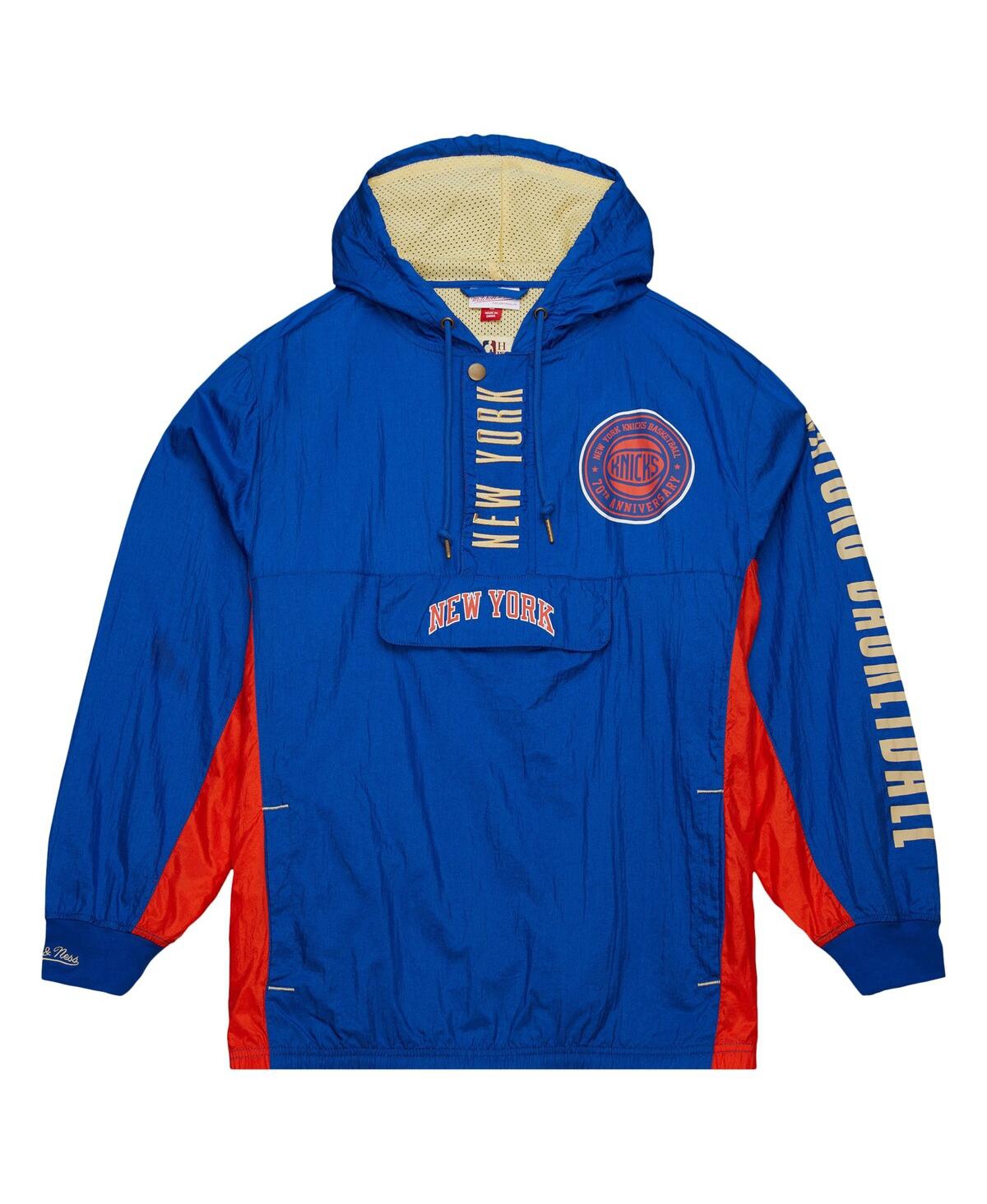 Mitchell & Ness Mitchell Ness Men's New York Knicks Big Tall Hardwood Classics Team Og 2.0 Anorak Hoodie Quarter-zip In Blue