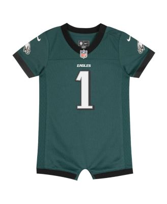 Newborn and Infant Boys and Girls Jalen Hurts Midnight Philadelphia Eagles Game Romper Jersey