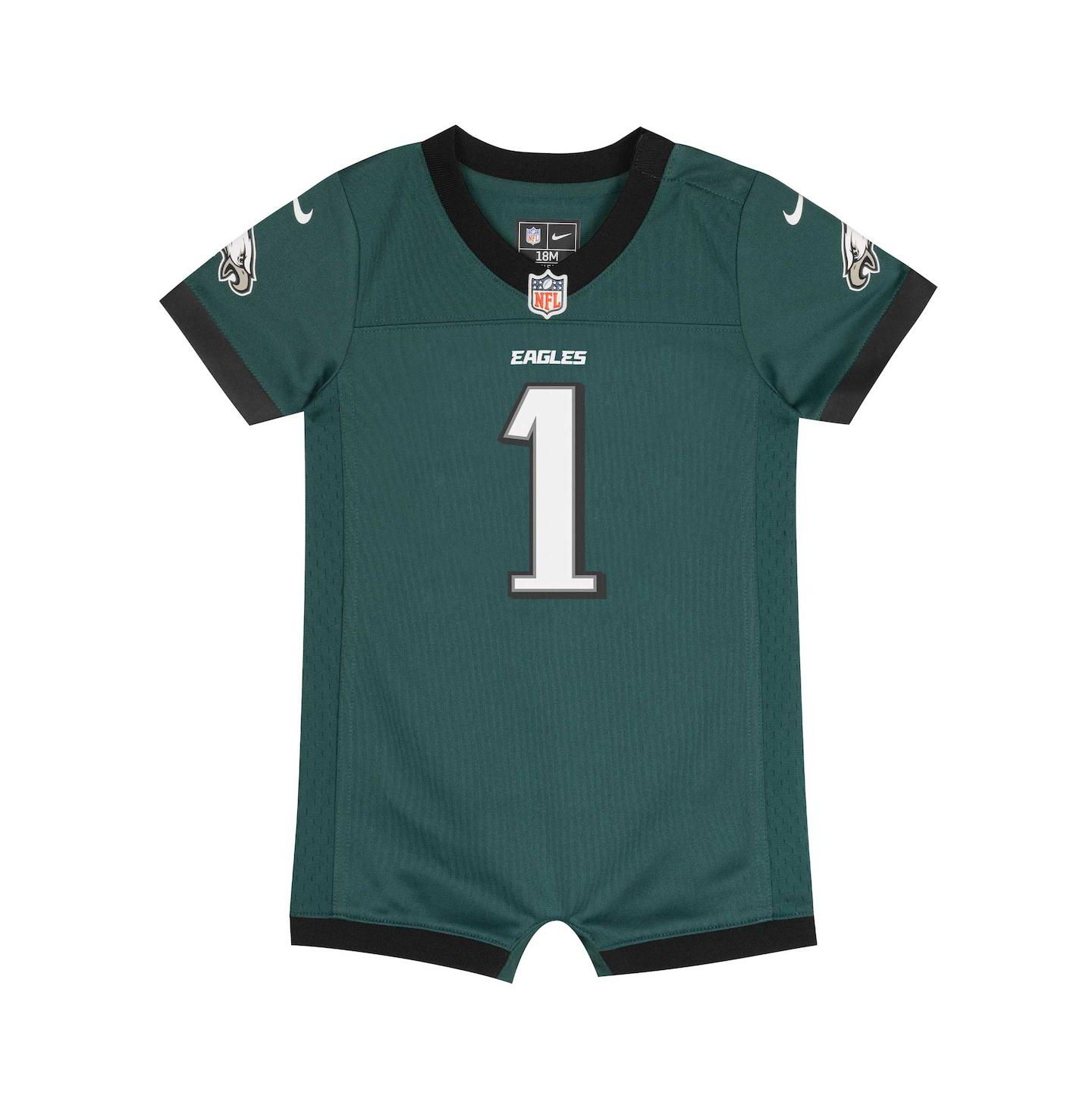 Комбинезон Nike Jalen Hurts Midnight Philadelphia Eagles Game Romper Jersey для малышей, цвет: Зелёный / Белый — фото 3