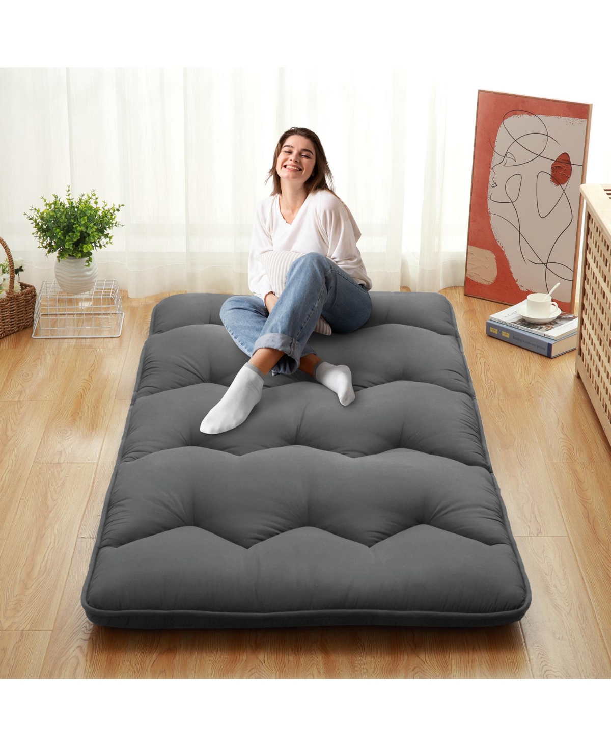 Caromio Futon Mattress Size, Floor Mattress Pad Portable Dorm Sleeping Pad, 39