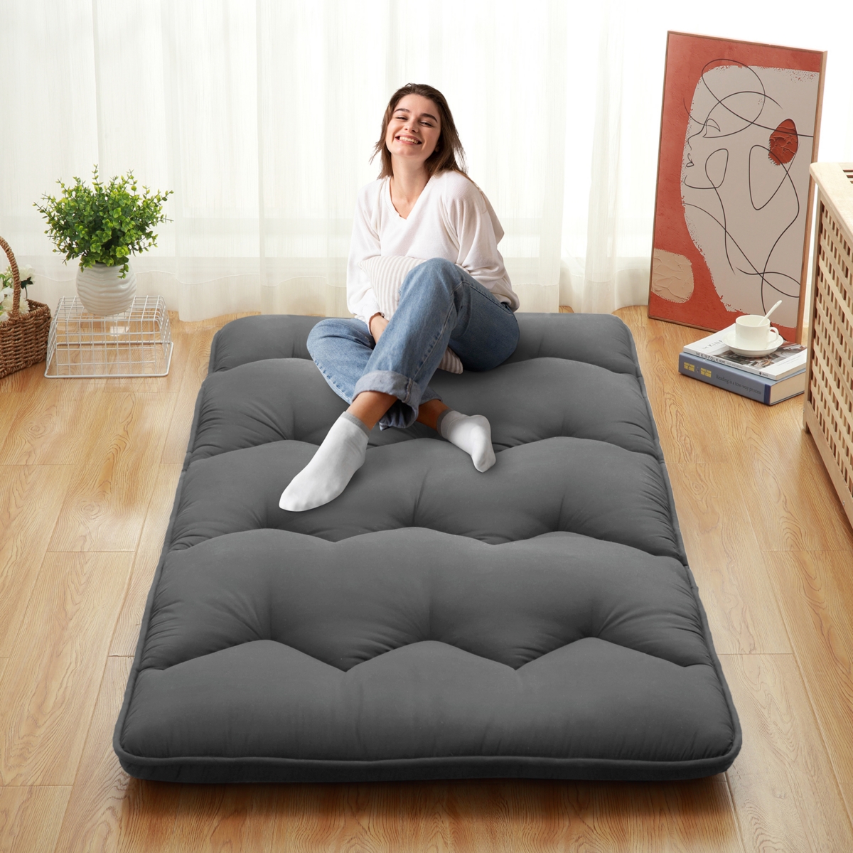 Caromio Futon Mattress Size, Floor Mattress Pad Portable Dorm Sleeping Pad, 39