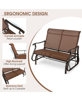 2-Person Patio Swing Glider Bench Loveseat Rocking Chair High Back Deck