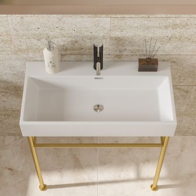 Streamdale 30" Ceramic Console Sink with Gold Legs