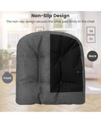4 Pack 17.5 x 17 Inch U-Shaped Chair Pads with Polyester Cover-Grey