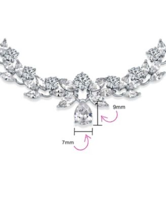 Classic Marquise Cut Cubic Zirconia Drop Teardrop AA CZ Statement Collar Tennis Necklace Prom Pageant
