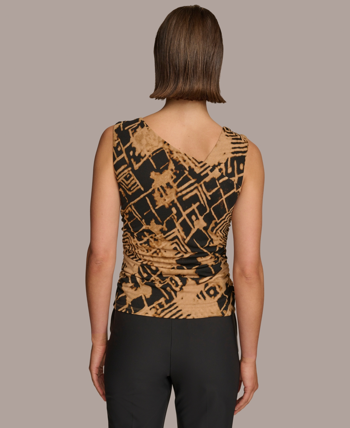 Donna Karan Women's Asymmetrical Tortoise-Hardware Top -fawn