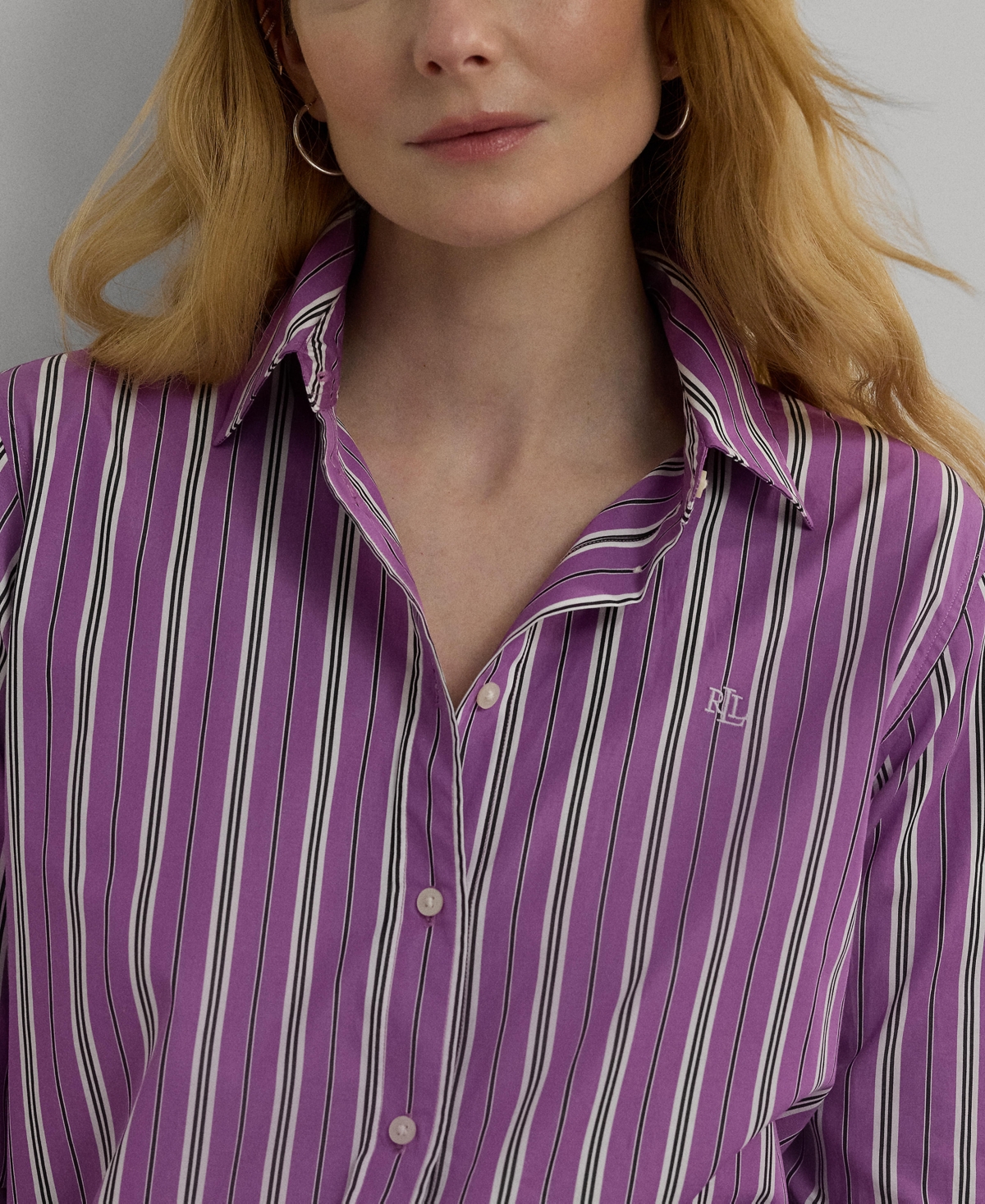Lauren Ralph Lauren Women's Cotton Collared Striped Shirt, Regular & Petite