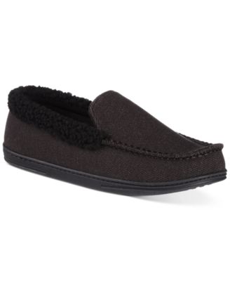 Isotoner - Men's Brushed Knit or Plaid Lewis Moccasin Slipper with Fleece Lining and Memory Foam