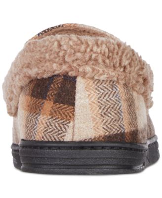 Men's Brushed Knit or Plaid Lewis Moccasin Slipper with Fleece Lining and Memory Foam 