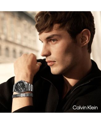 Men's Distinguish Silver-Tone Stainless Steel Bracelet Watch 44mm