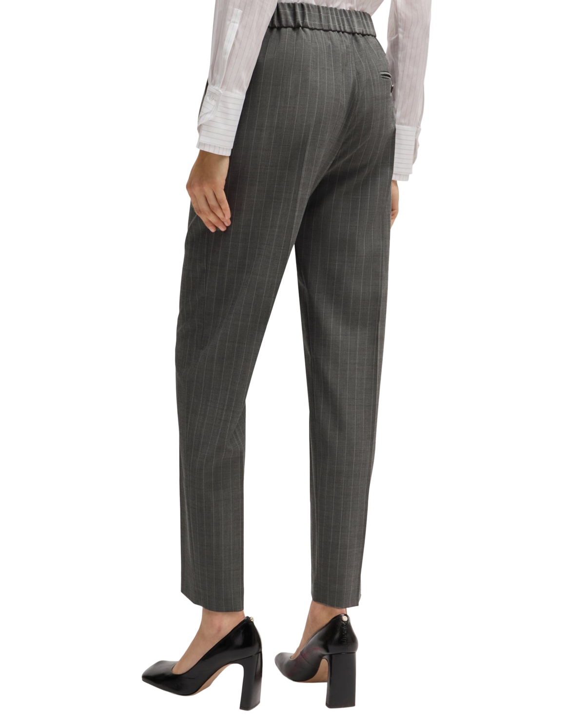 Hugo Boss Boss By  Women's Striped Regular-fit Trousers In Open Misc