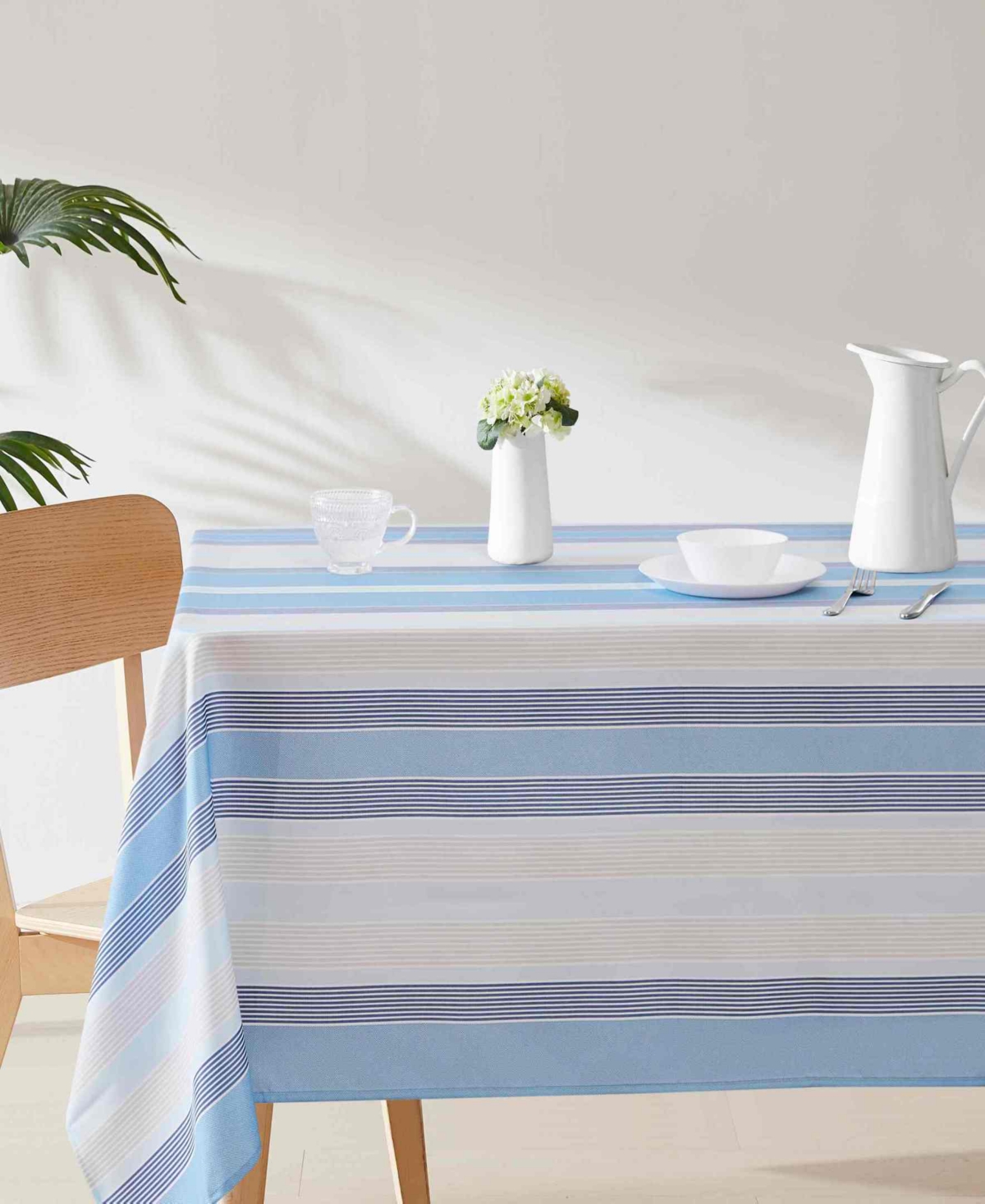 Avanti Breakers Stripe Water-resistant Indoor And Outdoor Tablecloth, 60" X 102" Rectangle In Blue
