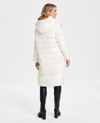 GUESS Women's Shine Hooded Mid-Length Puffer Coat - Macy's