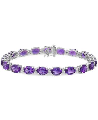 Garnet (28 ct. t.w.) & White Topaz (3/8 ct. t.w.) Oval Link Bracelet in Sterling Silver (Also in Blue Topaz, Amethyst, Peridot, & Citrine)