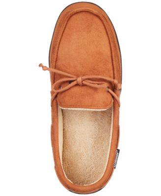 Men's Water Repellent Microsuede Carter Boater Moccasin Slipper with Memory Foam 