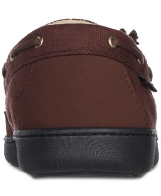 Men's Water Repellent Microsuede Carter Boater Moccasin Slipper with Memory Foam 