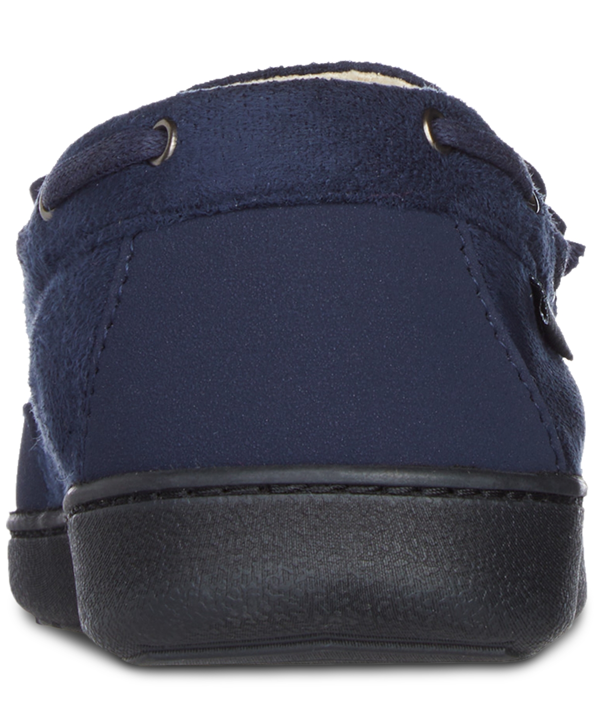 Isotoner Men's Water Repellent Microsuede Carter Boater Moccasin Slipper with Memory Foam -blue