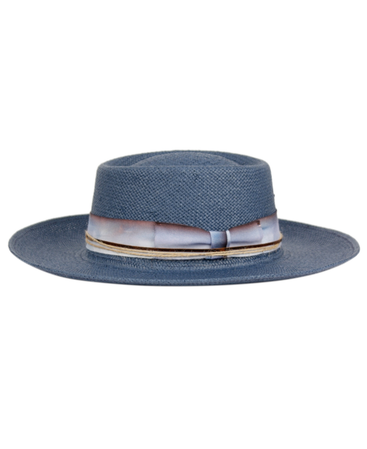 Angela & William Straw Pork Pie Fedora Hat In Navy