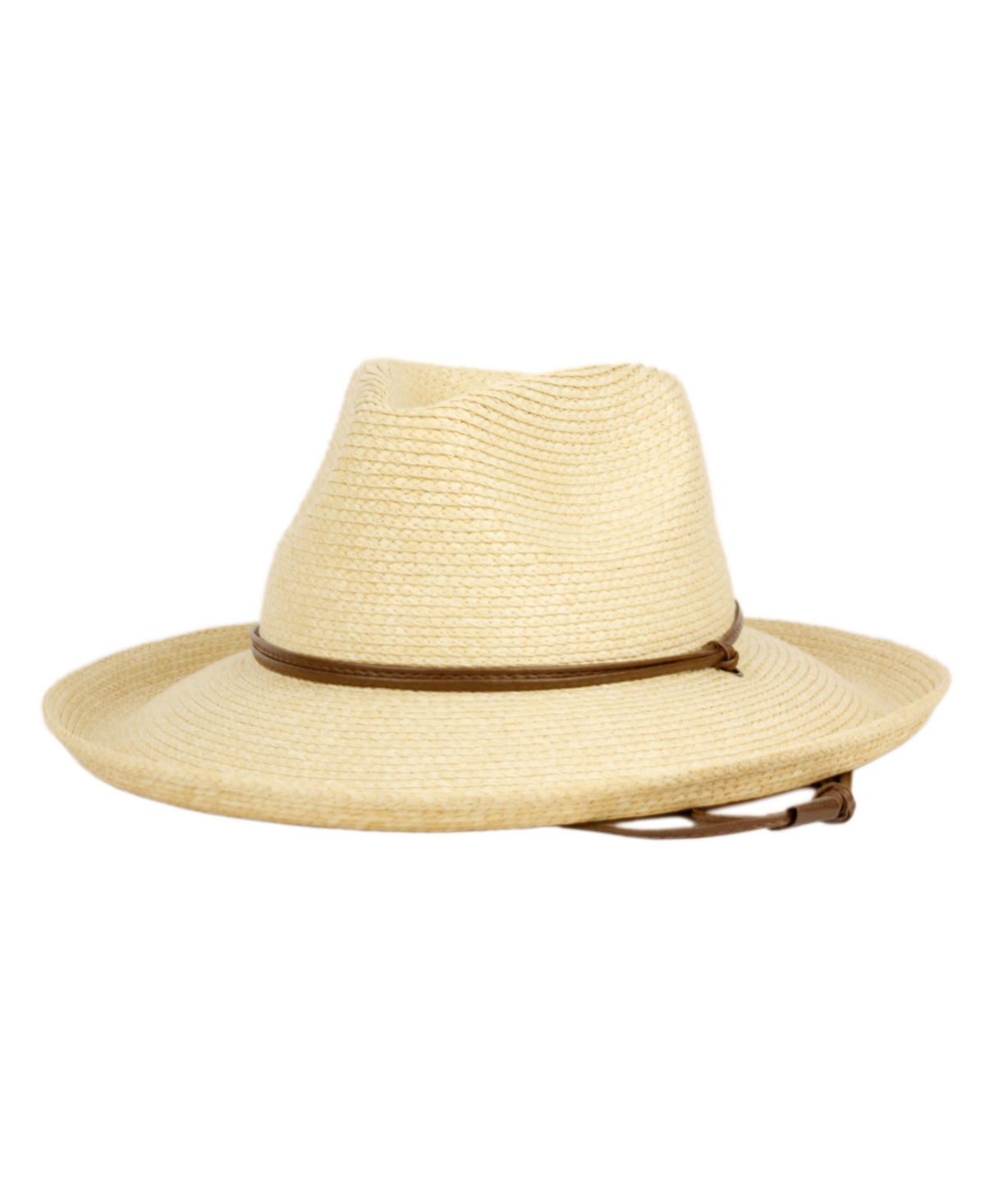Straw Fedora Sun Hat with Chin Cord - Natural