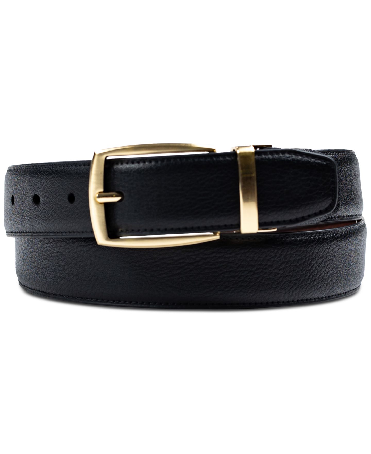 Мужской ремень Club Room 32MM Reversible Pebble Belt, цвет: Чёрный / Коньячный — фото 1