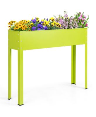 40" Raised Metal Garden Bed with Legs and Drainage Hole, Elevated Planter Box for Backyard