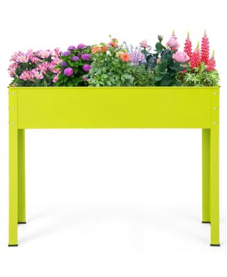 40" Raised Metal Garden Bed with Legs and Drainage Hole, Elevated Planter Box for Backyard