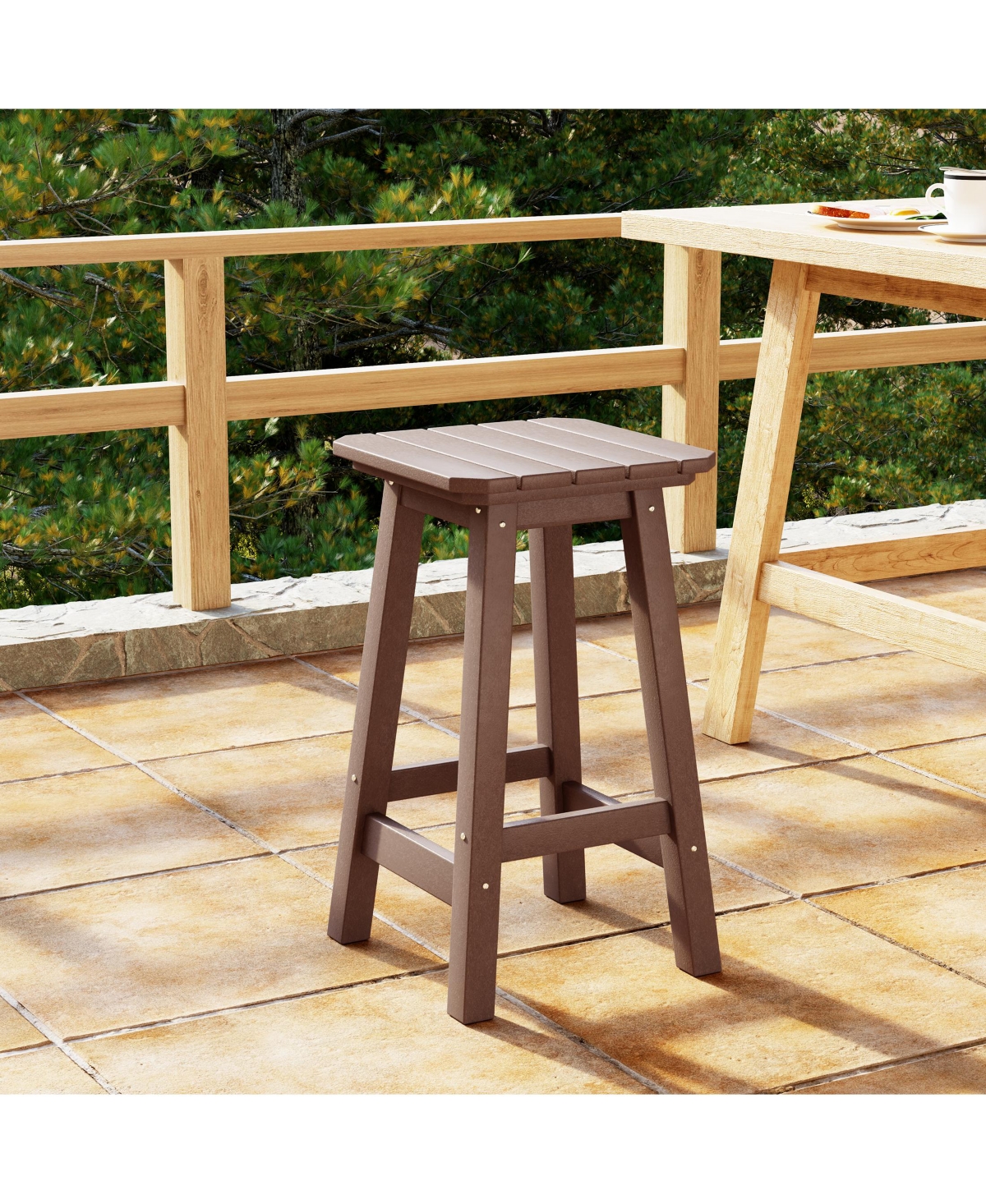 WestinTrends 24" Hdpe Outdoor Patio Counter High Backless Square Bar Stool