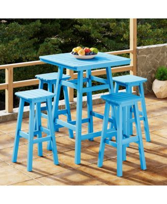 5-Piece HDPE Outdoor Patio Dining Bar Bistro Table Set with Bar Stools