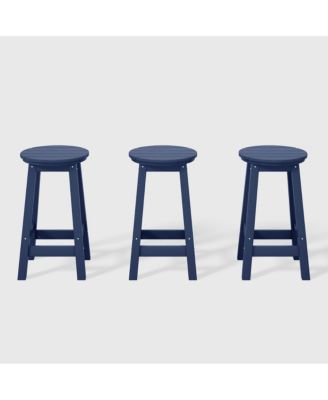 24" HDPE Outdoor Patio Round Counter Height  Stool Set of 3