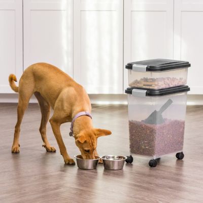 33qt + 12qt Airtight Pet Food Container Combo with Scoop, Black