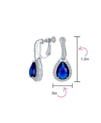 7CT Halo Statement Teardrop CZ Cubic Zirconia Adjustable Screw Clip On Drop Earrings
