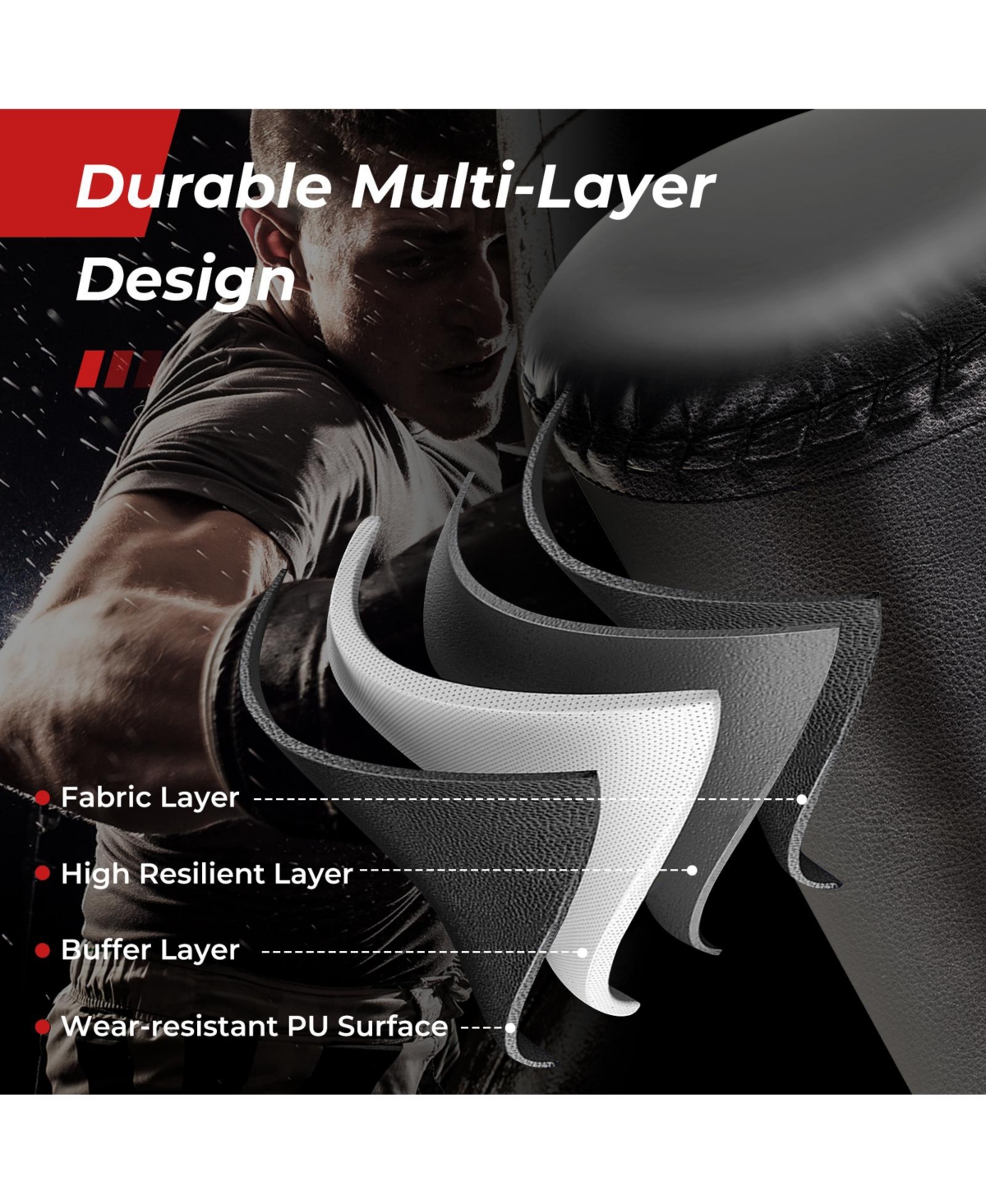 Slickblue Freestanding Punching Bag 71 Inch Boxing Bag with 25 Suction Cups Gloves and Filling Base