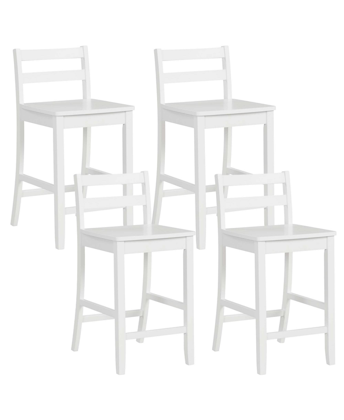 Costway 24-Inch Wooden Bar Stools Set of 4 with Ergonomic Backrest Counter Height Stools