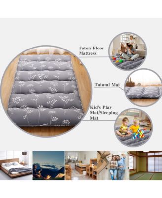 3" Thick Futon Mattress Floral Print Floor Mattress Pad Portable Dorm Sleeping Pad, Twin Size