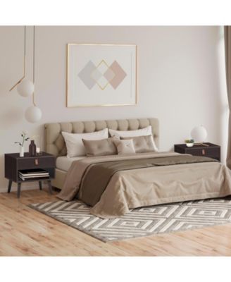 Nightstand Bedroom Table with Drawer Storage Shelf