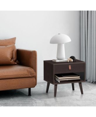 Nightstand Bedroom Table with Drawer Storage Shelf