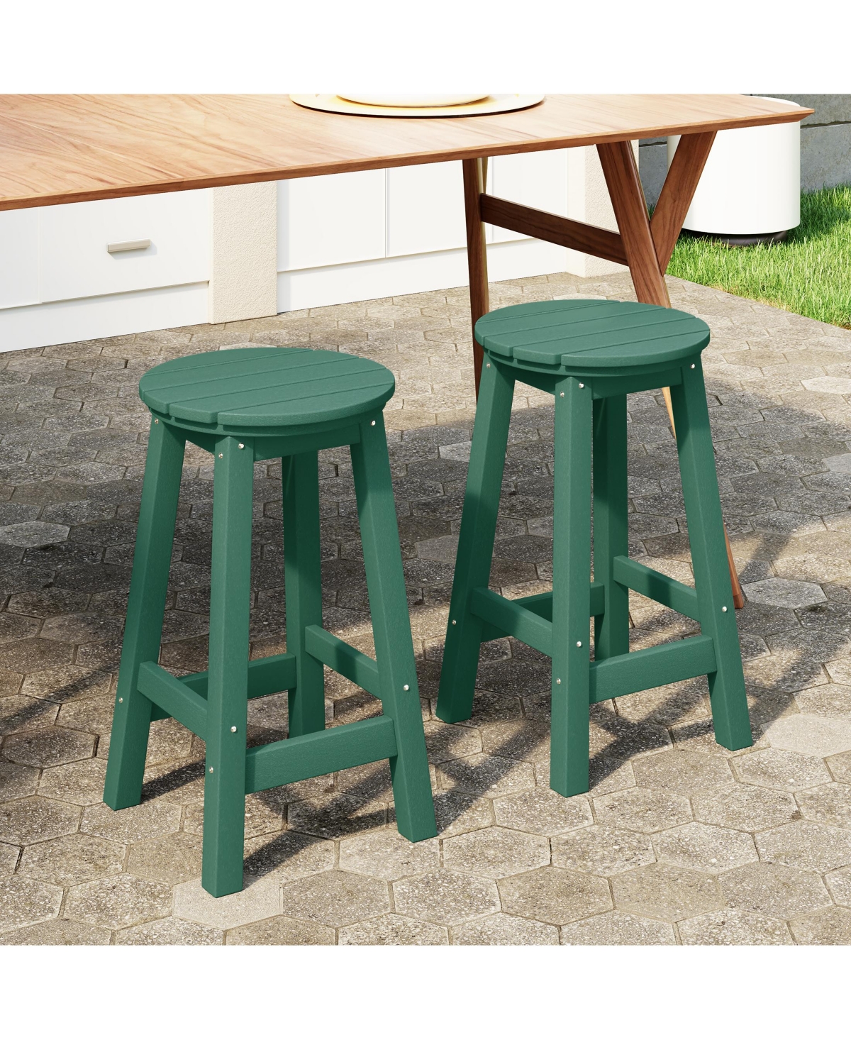 WestinTrends 24" Hdpe Outdoor Patio Round Counter Height Stool Set of
