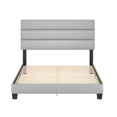 Piedmont Leatherette Upholstered Platform Bed Frame with Adjustable Headboard - No Box Spring Required