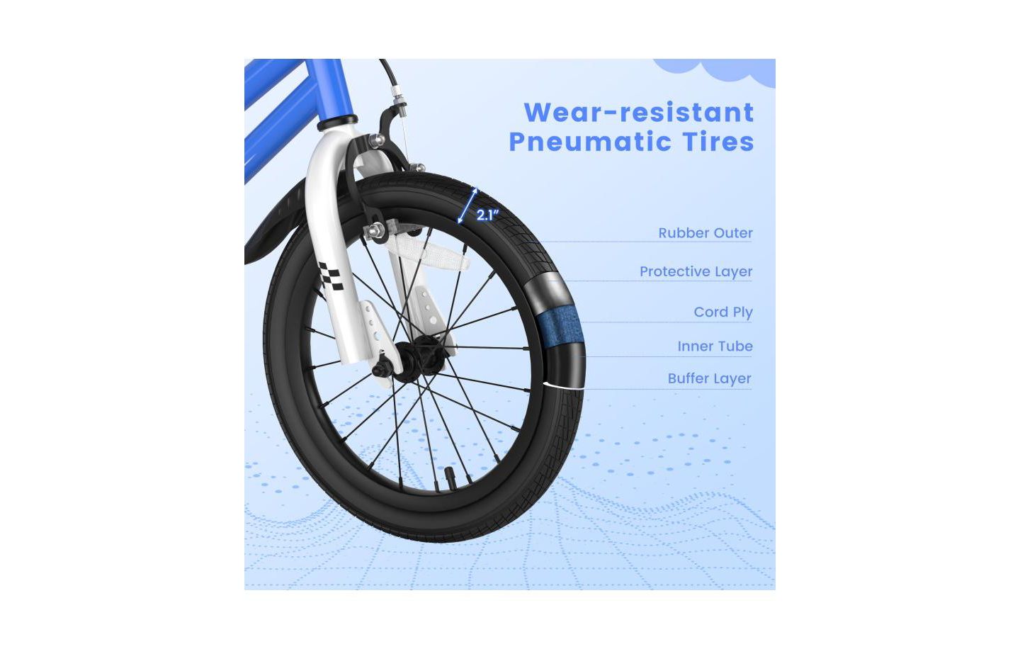 Детская игрушка Slickblue 16 Inch Removable Training Wheels Kids Bike, 4–7 лет, цвет: Тёмно-синий — фото 4