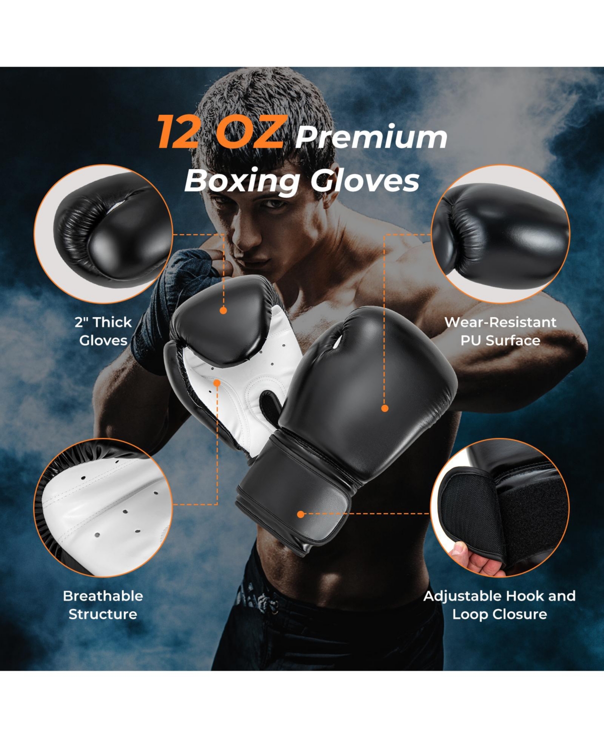 Slickblue 4-In-1 Hanging Punching Bag Set with Punching Gloves and Ceiling Hook